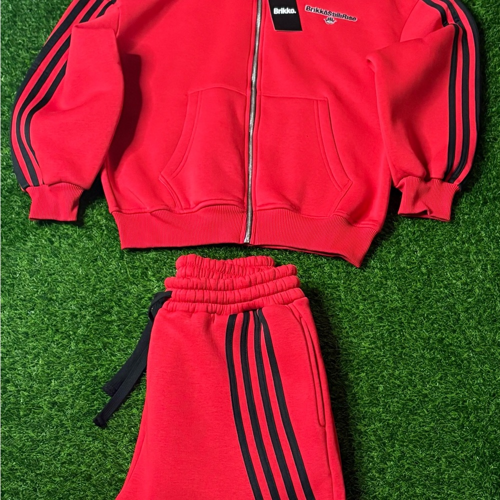 Bricks & Wood Vibrant Red Tracksuit with Black Accents
